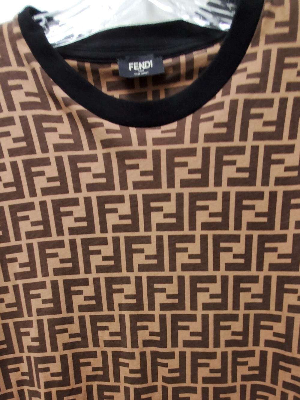 Fendi × Fila Collab Brown Cotton Logo Made In Italy Short Sleeve Tshirt Sz Small - Picture 2 of 6